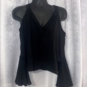 Black mustard seed cold shoulder blouse